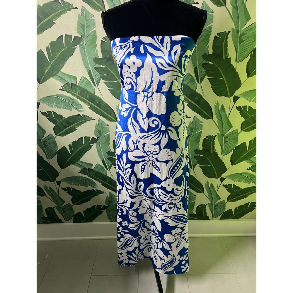 Paper Heart Strapless Maxi Dress Womens Small Blue‎ White